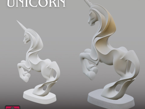 Modern Unicorn Sculpture STL Stylized Horse Design 3D Принт Модель