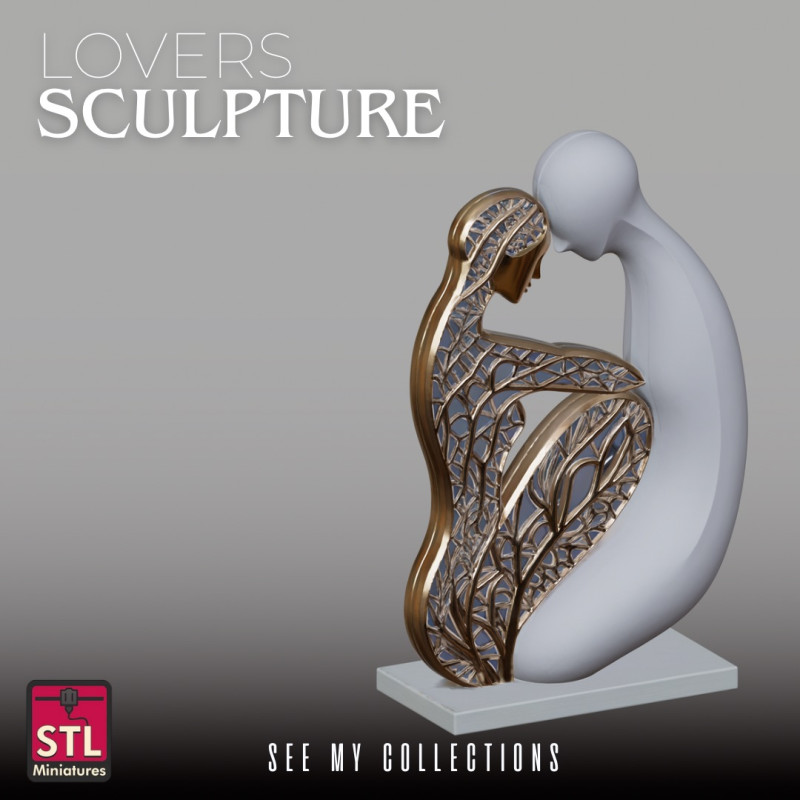 Modern Lovers Sculpture STL Stylized Embrace Design 3D Druckmodell .c4d .max .obj .3ds .fbx .stl .blend 