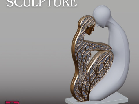Modern Lovers Sculpture STL Stylized Embrace Design Model do druku 3D