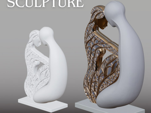 Modern Lovers Sculpture STL Stylized Embrace Design 3D Druckmodell