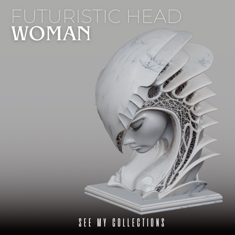 Futuristic Helmet Head STL Modern Sculpture Design 3D Druckmodell .c4d .max .obj .3ds .fbx .stl .blend 