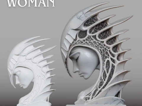 Futuristic Helmet Head STL Modern Sculpture Design 3D Print Model