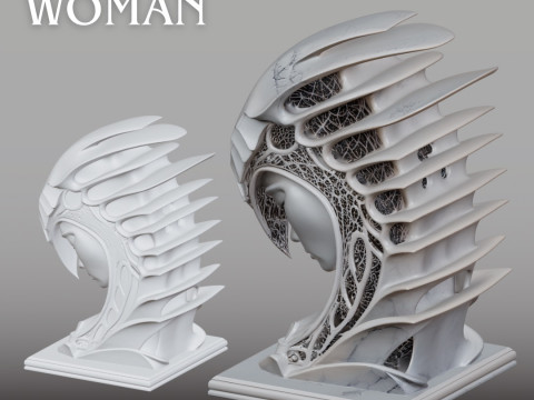 Futuristic Helmet Head STL Modern Sculpture Design 3D Druckmodell