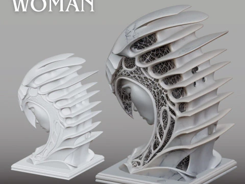 Futuristic Helmet Head STL Modern Sculpture Design 3D Print Model