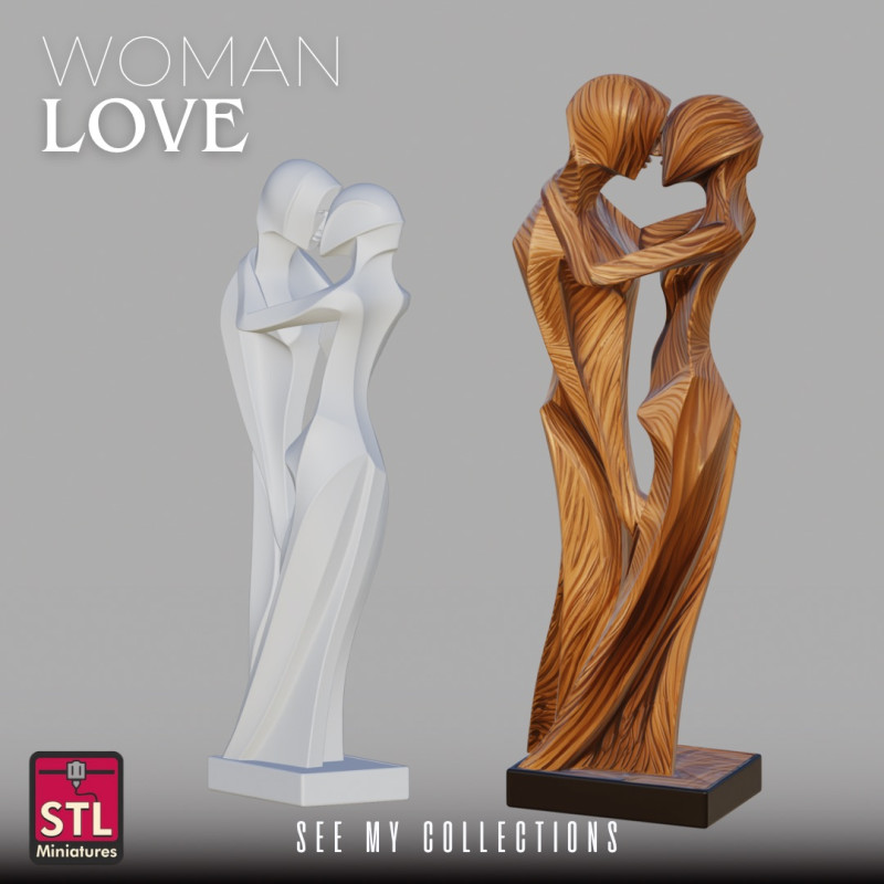 Womens Embrace STL Modern Abstract Sculpture Model Cetak 3D .c4d .max .obj .3ds .fbx .stl .blend 