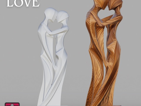 Womens Embrace STL Modern Abstract Sculpture Model Cetak 3D