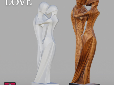 Womens Embrace STL Modern Abstract Sculpture Model Cetak 3D