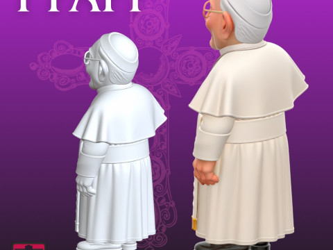 Pope Cartoon STL Serene Modern Sculpture Modello di stampa 3D