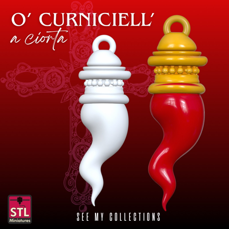 Curniciell a Ciorta STL Ciondolo Portafortuna 3D प्रिंट मॉडल .c4d .max .obj .3ds .fbx .stl .blend 