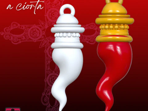 Curniciell a Ciorta STL Ciondolo Portafortuna Modelo de Impressão 3D