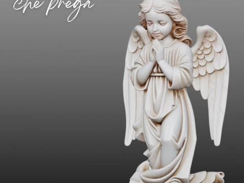 Praying Angel STL Modern Single-Piece Design 3D Print Model