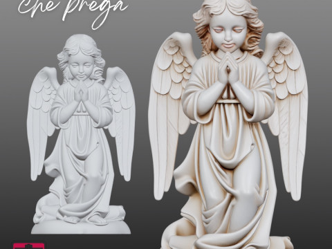 Praying Angel STL Modern Single-Piece Design 3D 打印模型
