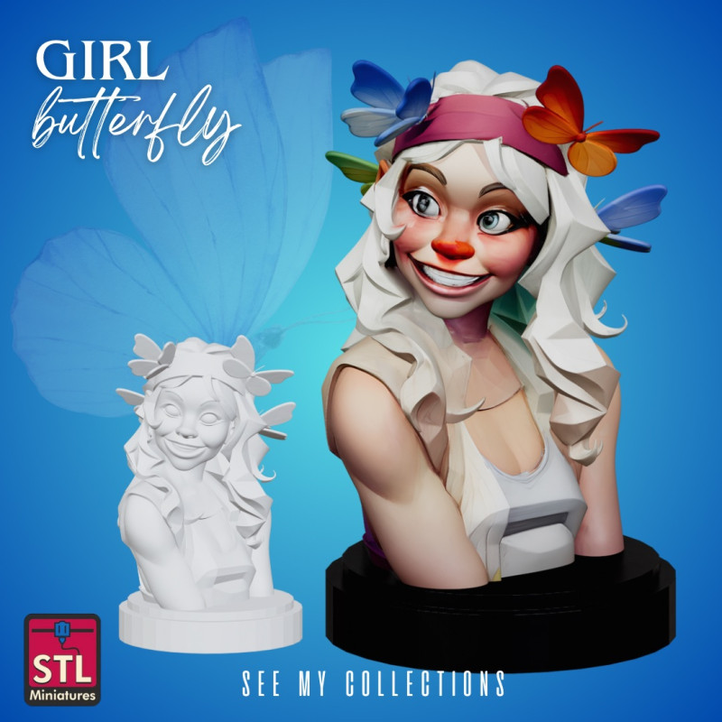 Modern Manga Girl Bust STL Elegant Artistic Design 3D Print Model .c4d .max .obj .3ds .fbx .stl .blend 
