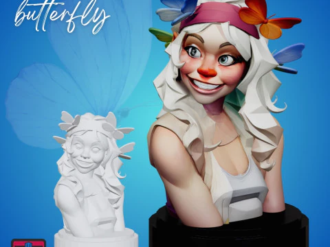 Modern Manga Girl Bust STL Elegant Artistic Design 3D Print Model