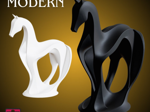 Stylized Modern Horse Sculpture STL Minimal Elegant Design 3D Print Model