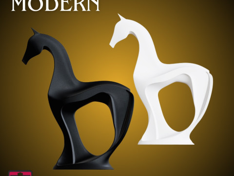 Stylized Modern Horse Sculpture STL Minimal Elegant Design 3D Baskı Modeli