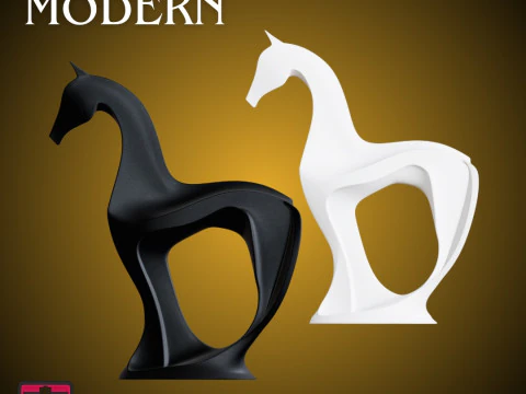 Stylized Modern Horse Sculpture STL Minimal Elegant Design 3D Print Model