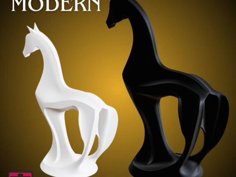 Stylized Modern Horse Sculpture STL Minimal Elegant Design 3D Print Model