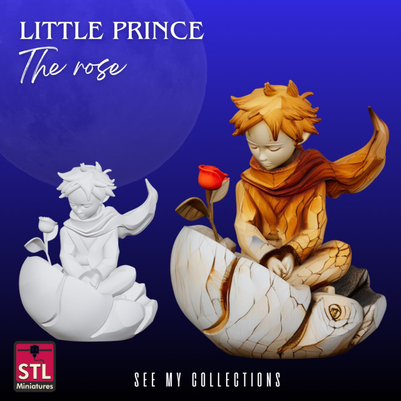Little Prince Sculpture STL Poetic Collectible Design 3D प्रिंट मॉडल .c4d .max .obj .3ds .fbx .stl .blend 
