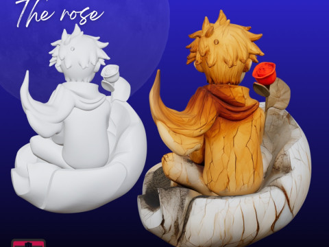 Little Prince Sculpture STL Poetic Collectible Design 3D प्रिंट मॉडल