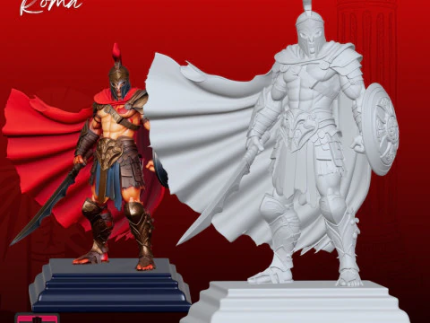 Roman Warrior STL Detailed Gladiator Sculpture 3D Print Model