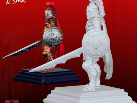 Roman Warrior STL Detailed Gladiator Sculpture 3D Print Model