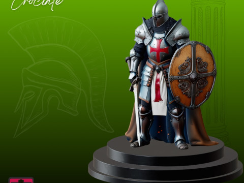 Medieval Crusader Warrior STL Detailed Armored Sculpture 3D 프린트 모델