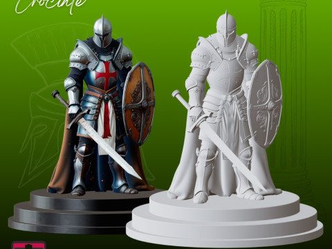 Medieval Crusader Warrior STL Detailed Armored Sculpture 3D Print Model