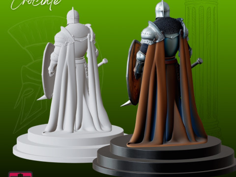 Medieval Crusader Warrior STL Detailed Armored Sculpture 3D Print Model