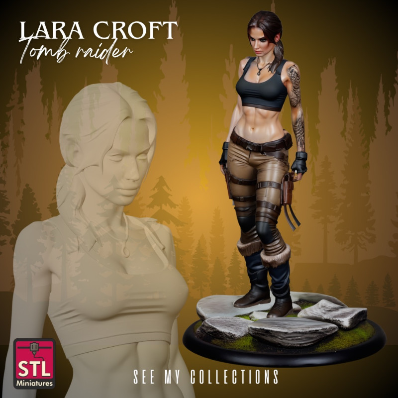Lara Croft Inspired STL Adventurous Heroine Sculpture 3D 打印模型 .c4d .max .obj .3ds .fbx .stl .blend 