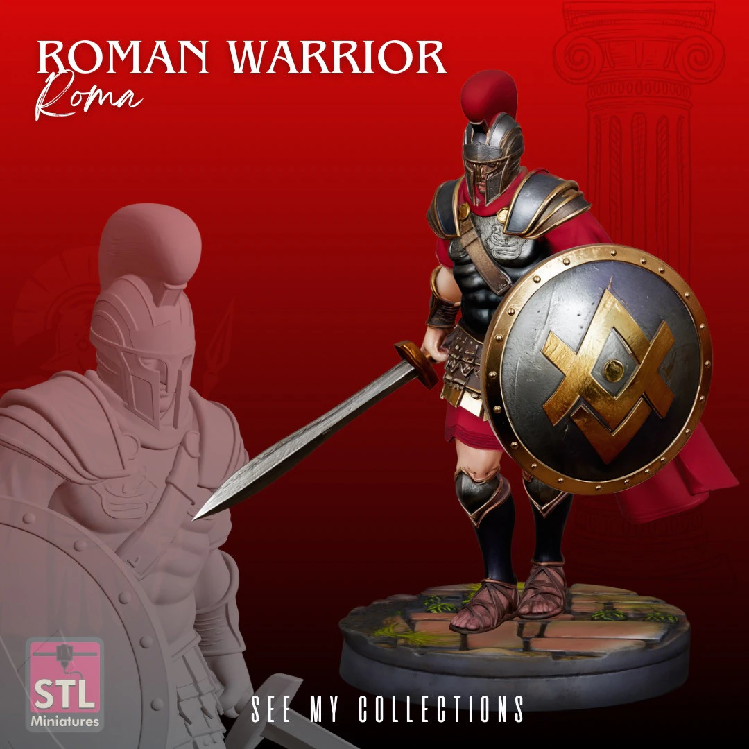 Roman Gladiator STL Ancient Warrior Sculpture 3D Print Model .c4d .max .obj .3ds .fbx .stl .blend 