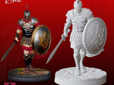 Roman Gladiator STL Ancient Warrior Sculpture 3D 打印模型