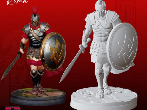 Roman Gladiator STL Ancient Warrior Sculpture 3D Print Model