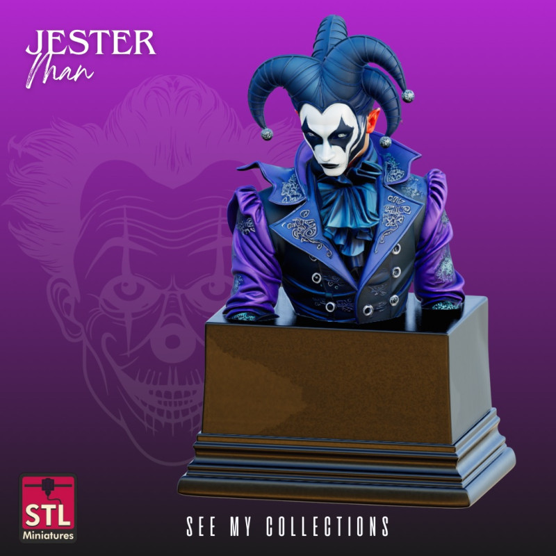 Jester STL 19th Century Stylized Sculpture 3Dプリントモデル .c4d .max .obj .3ds .fbx .stl .blend 