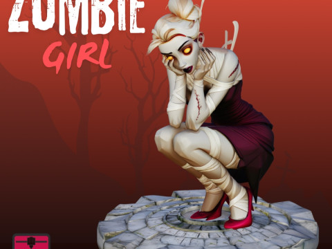 Zombie Girl STL Horror Stylized Sculpture 3Dプリントモデル