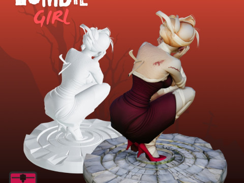 Zombie Girl STL Horror Stylized Sculpture Model do druku 3D