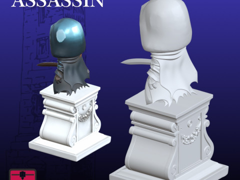 Assassin Chibi on Column STL Stylized Collectible Model 3Dプリントモデル