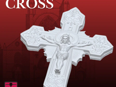 Christ Cross STL Detailed Decorative Sculpture 3D Print Model