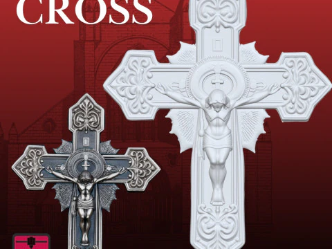 Christ Cross STL Detailed Decorative Sculpture 3D Print Model