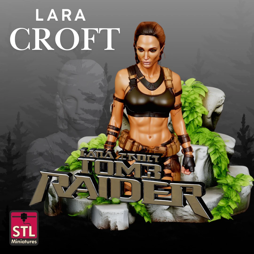Lara Croft STL Adventurous Heroine Sculpture 3D Print Model .c4d .max .obj .3ds .fbx .stl .blend 