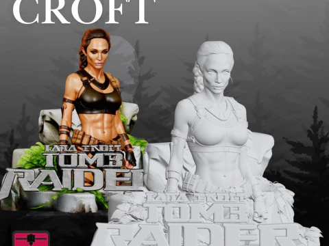 Lara Croft STL Adventurous Heroine Sculpture 3D Print Model