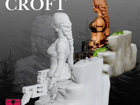 Lara Croft STL Adventurous Heroine Sculpture 3D Print Model
