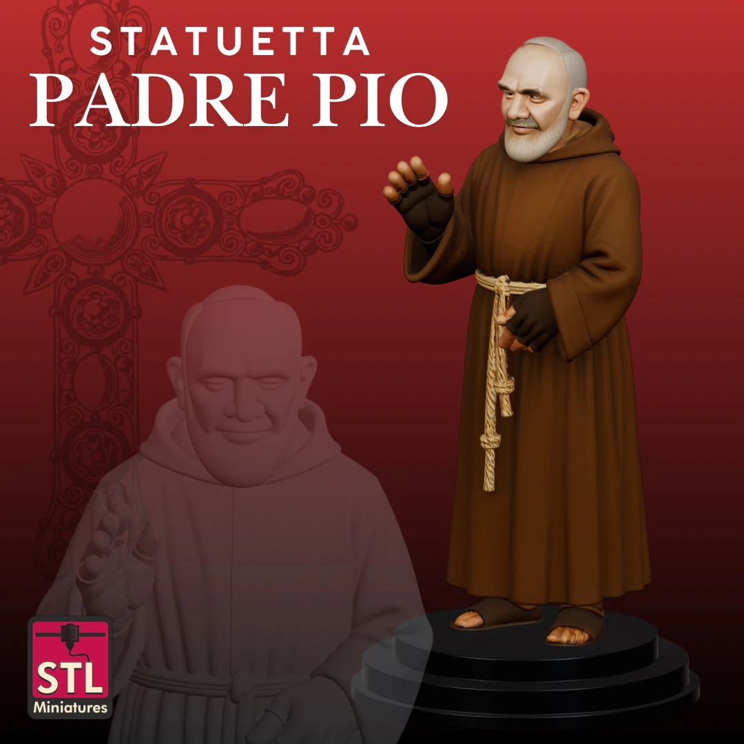 Padre Pio STL Devotional Sculpture 3D Print Model .c4d .max .obj .3ds .fbx .stl .blend 