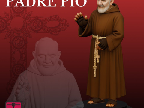 Padre Pio STL Devotional Sculpture 3D Baskı Modeli