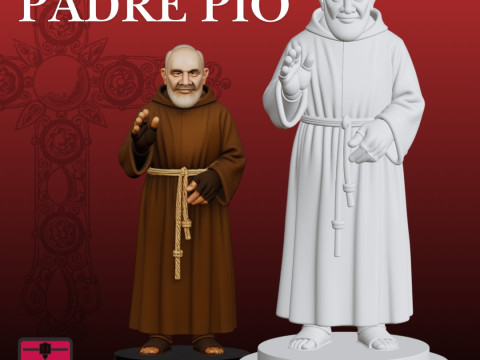 Padre Pio STL Devotional Sculpture 3D 打印模型