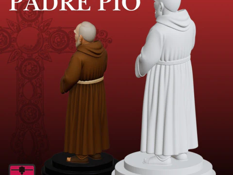 Padre Pio STL Devotional Sculpture 3D Print Model