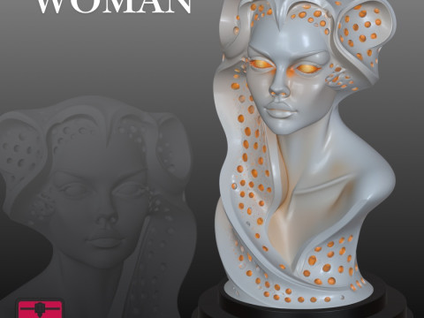 Futuristic Woman Bust STL Modern Sculpture Modello di stampa 3D