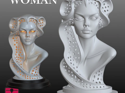 Futuristic Woman Bust STL Modern Sculpture 3D Print Model