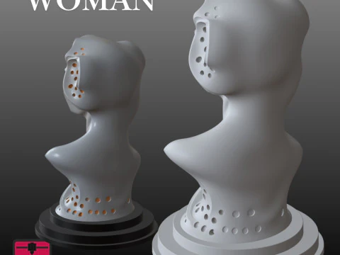Futuristic Woman Bust STL Modern Sculpture 3D Print Model