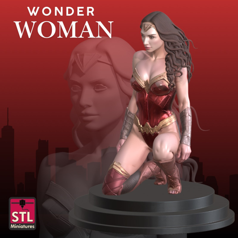 Wonder Woman STL Heroic Amazon Action Figure 3D Druckmodell .c4d .max .obj .3ds .fbx .stl .blend 